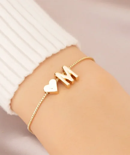 Simple Fashion Love Letter Bracelet Retro Adjustable Alloy Letter Bracelet Women Hand Jewelry Accessory