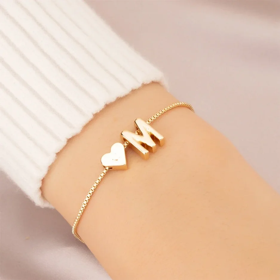 Simple Fashion Love Letter Bracelet Retro Adjustable Alloy Letter Bracelet Women Hand Jewelry Accessory