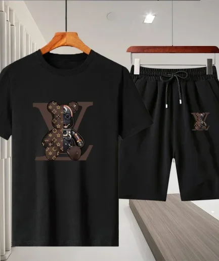 New 2025 summer leisure men's sports suit Outdoor hiking jogging men's short sleeve breathable T-shirt + shorts two-piece set