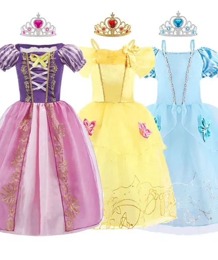 Rapunzel Dress for Girls Cinderella Belle Dress Up Fantasy Children Birthday Party Princess Costume Kids Halloween Clothes
