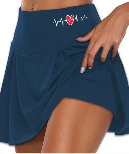 Women Skrits Summer Love Printed Double-Layer Sports Short Skirt Quick Drying Leggings Fitness Shorts Yoga Sports Beachwear