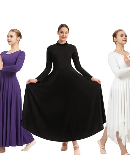 Women's Praise Dance Dress Long Swing Liturgical Worship Church Robe Dress Lyrical Dancewear Freely Cut ﻿