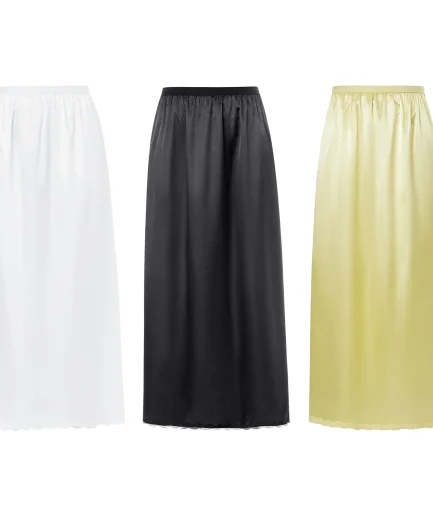 2024 New Women´s Half Slip Underskirt, Solid Color Elastic Waist Inner Lining for Midi Skirt, Long Underskirt for Ladies