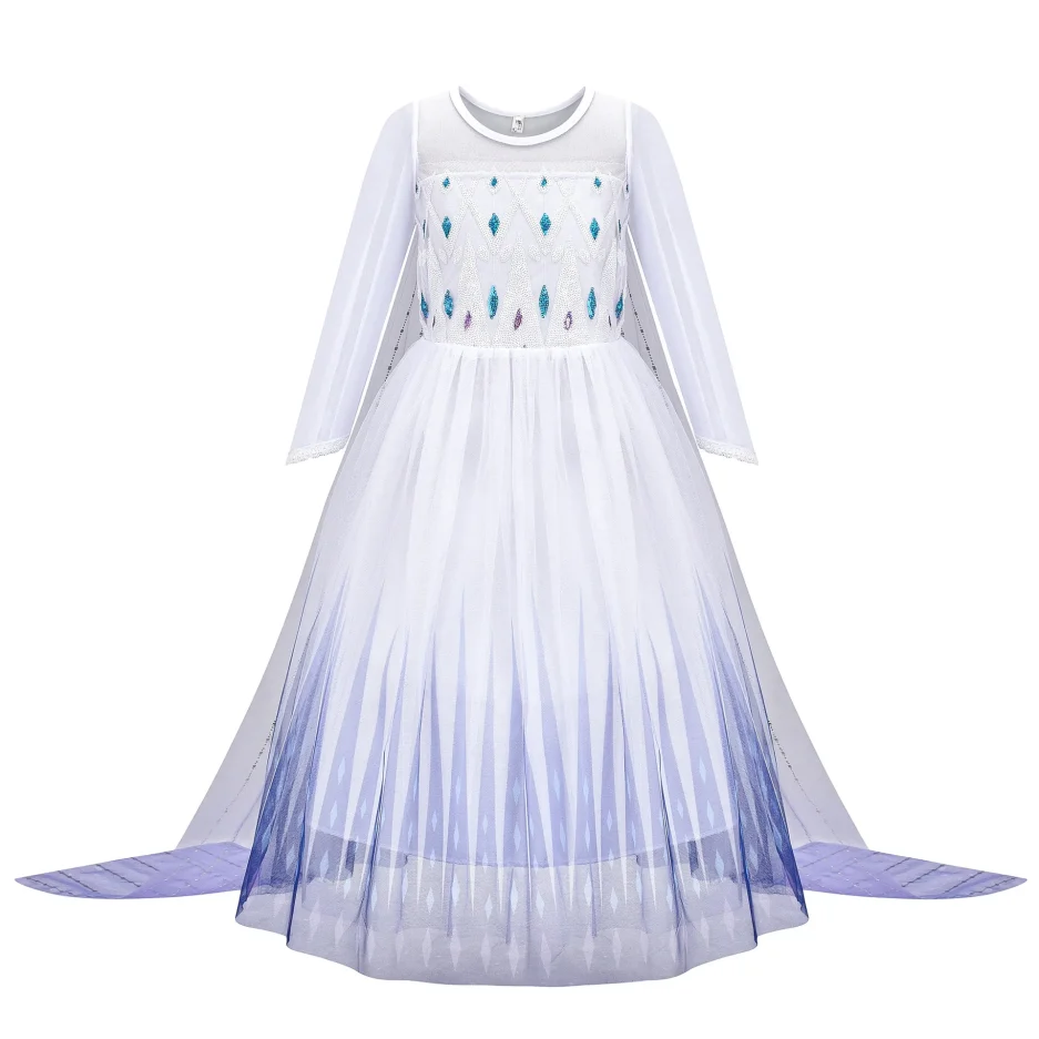Disney Elsa Anna Princess Dresses Girls Mesh Sequin Dress Kids Cosplay Frozen Snow Queen Costumes Carnival Birthday Party Gowns - Image 2
