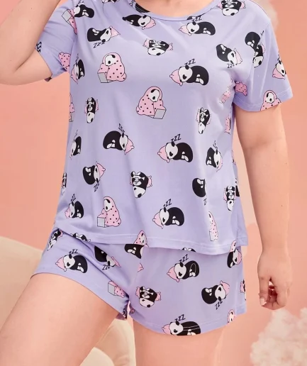 Short sleeved shorts for women's pajamas, summer home clothing set, plus size pajama set, 1XL-5XL