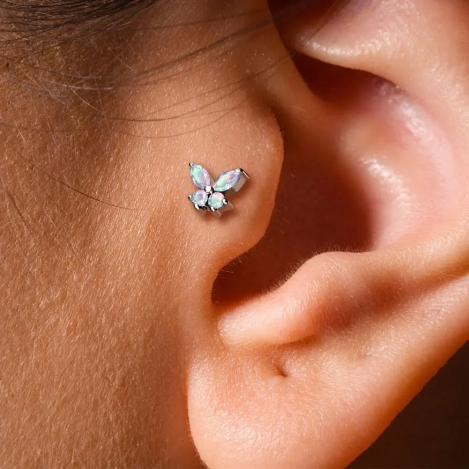 1PCS Butterfly Labret Piercing Lip Stud Cluster Crystal Tragus Earring Flat Cartilage Stud Earrings Zircon Lip Piercing Jewelry - Image 3