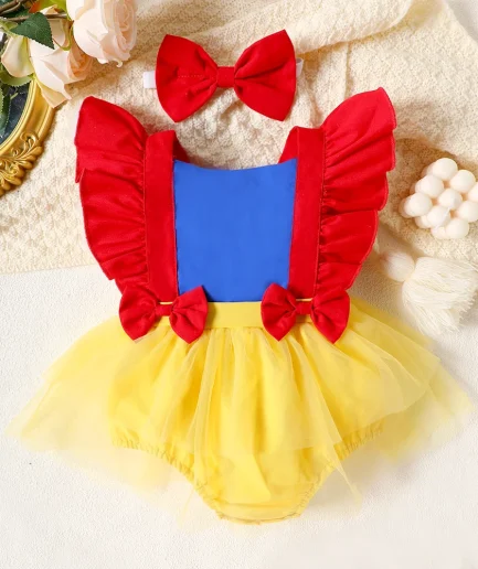 Baby Summer Street Fashion Collide Color Girl One-piece Dress Mesh Skirt