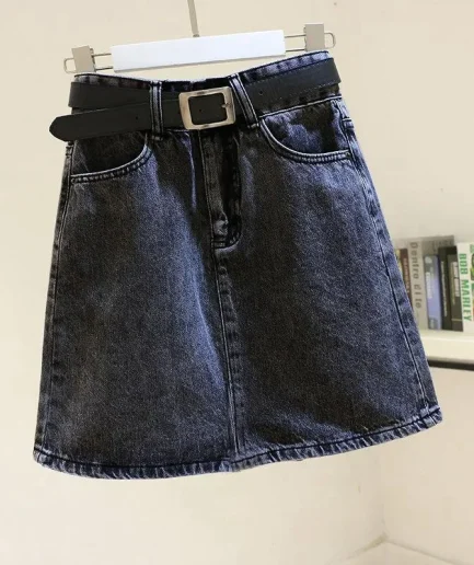 Black Grey High-Waisted Slimming Denim Mini Skirt For Women Trendy Summer New Style Korean Version Bodycon Skirt