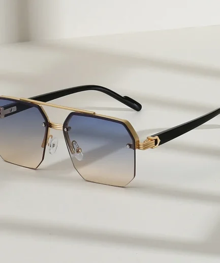 Men's Metal Sunglasses Square Half Frame Rice Nails Casual Trend Personality Retro Fashion Outdoor Sports Eyeglasses