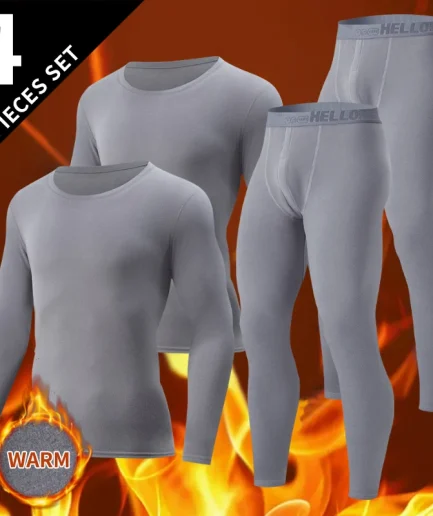 4-Piece /2-Piece Men's Long-sleeved Trousers In Autumn And Winter Thermal Underwear Casual Joker Sports Fitness Solid Color Suit