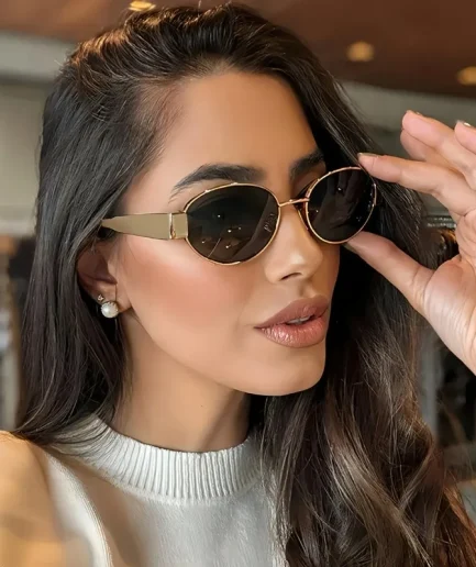 New Oval Sunglasses for Women Men Trendy Metal Frame Sun Glasses Classic Shades