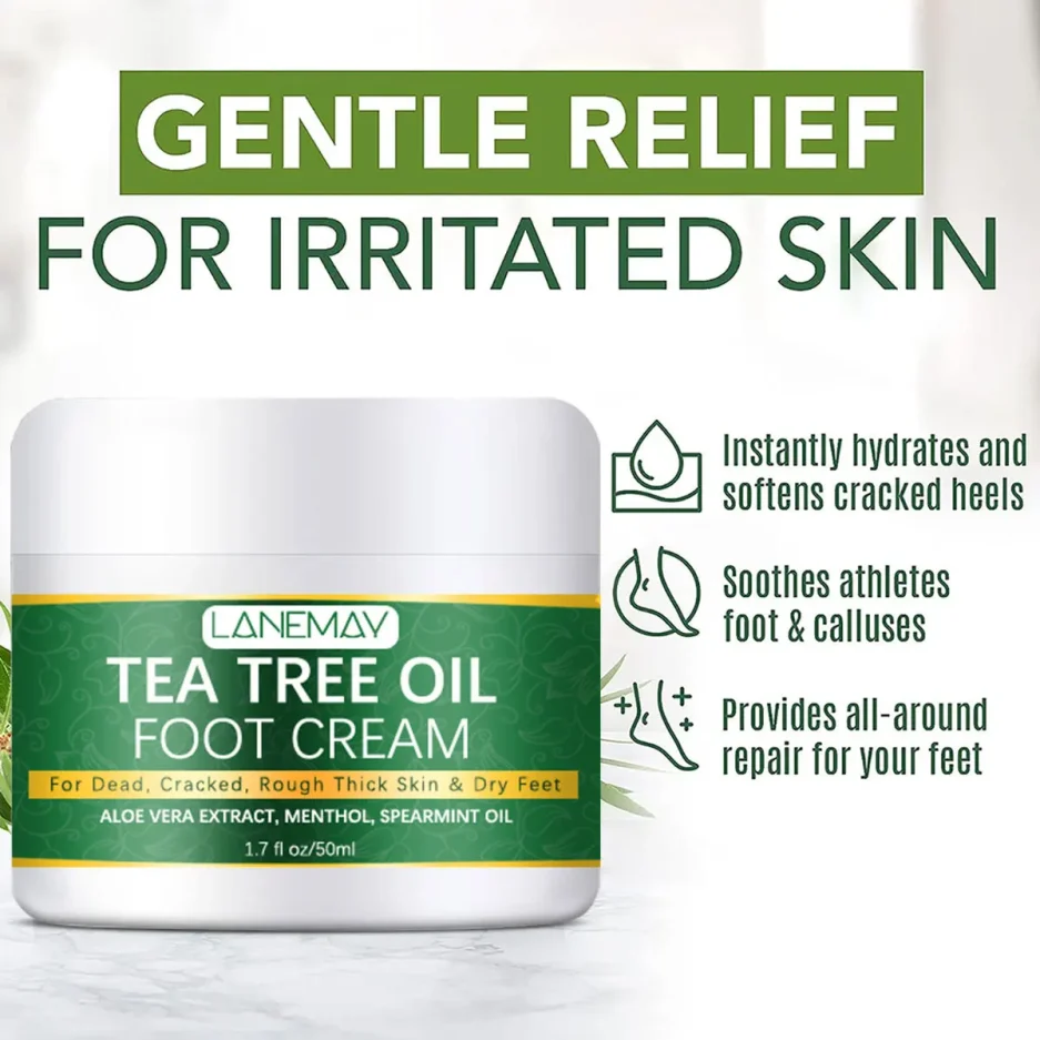 Foot moisturizer with aloe vera and tea tree oil to deeply nourish the skin, for dry and rough skin, daily hand and foot care - Image 3