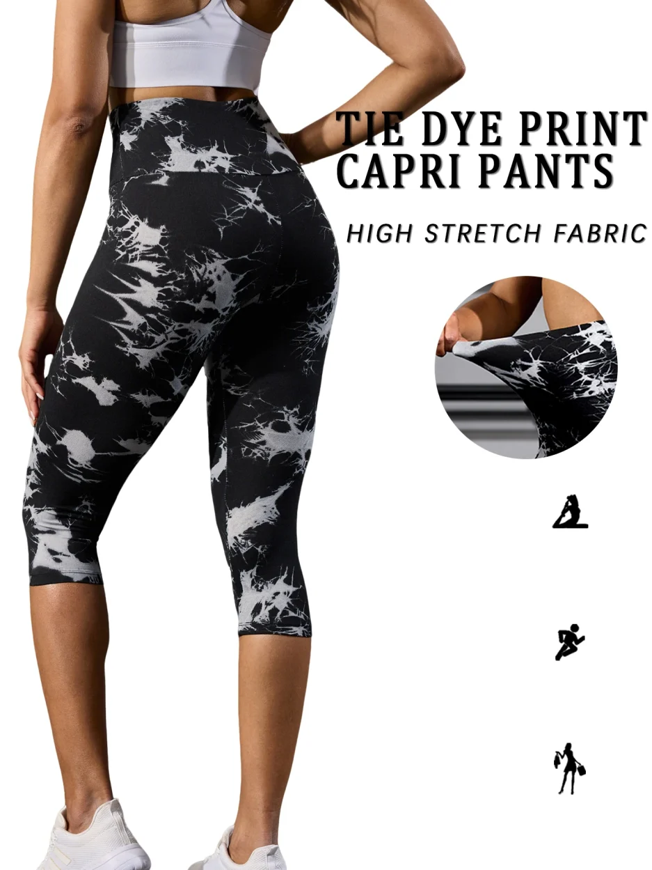 Women's High Waisted Capri Pants Super Soft Tummy Control No See Through Workout Yoga Running Athletic Push Up Gym Leggings - Image 2