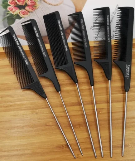 Professional Hair Tail Combs Stainless Steel Salon Cut Styling Comb Spiked Hair Care Styling Tools Barber Accessories Fine Teeth