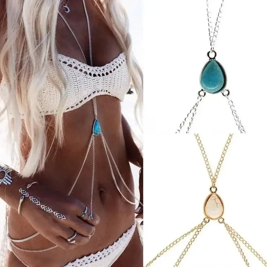 New Women Bikini Harness Waist Belly Body Turquoise Chain Jewelry Body Jewelry Waist Chain for Women Fashion Belly Chains - Image 6