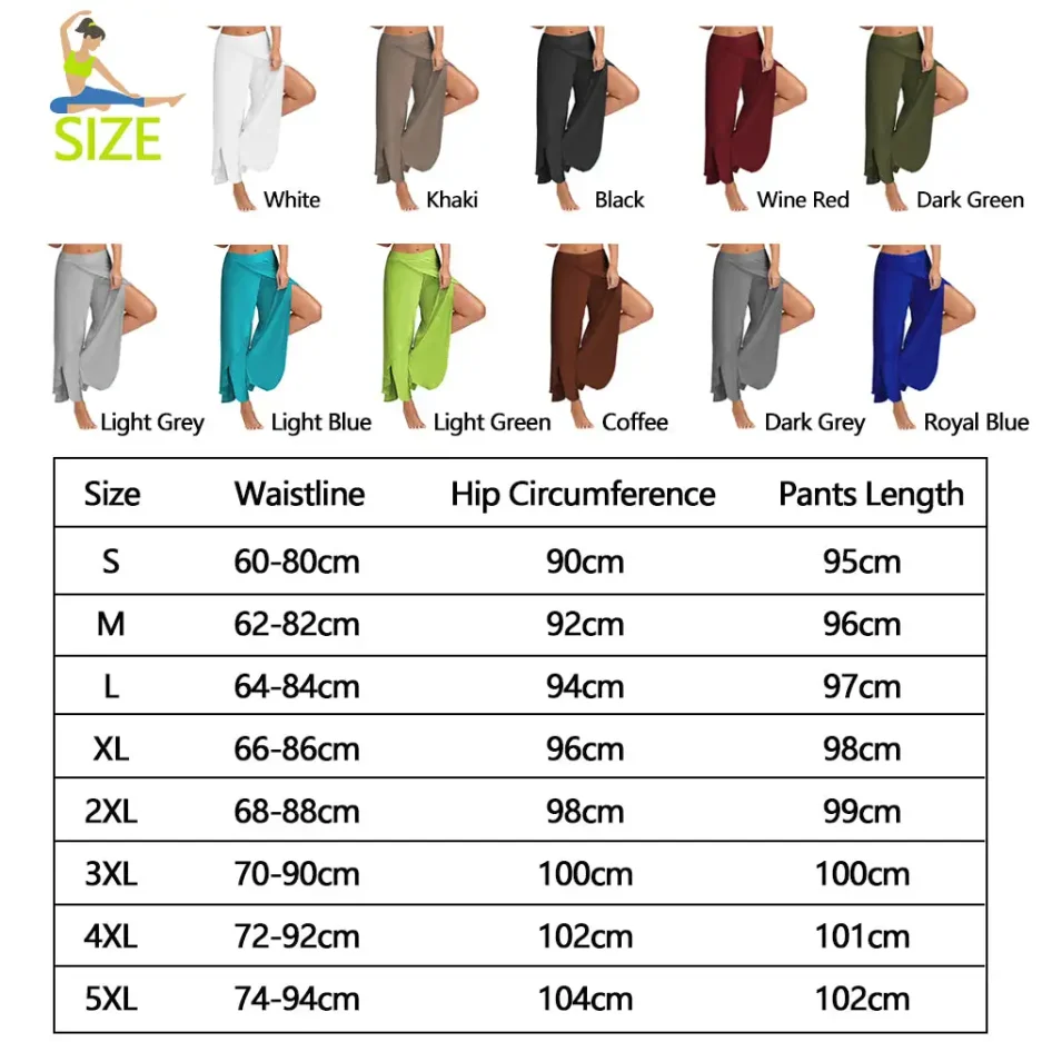 High Slit Haren Pants Breathable Women Sporting Yoga Pants Solid Color Loose Hippie Harem Wide Leg Pants Trousers Modern Dancing - Image 6