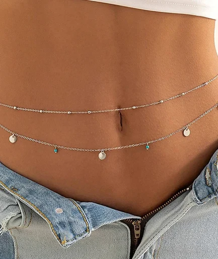 Sexy Double Thin Chain Women's Waist Chain Charming Butterfly Stainless Steel Belly Chain Summer Beach Bikini Body Jewelry