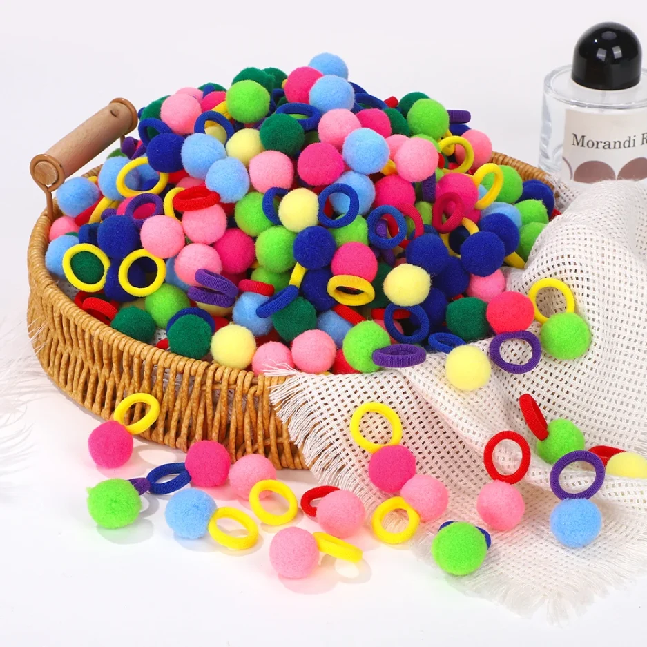 20pcs New Kids Elastic Hair Bands Girls Plush Ball Rubber Band Children Sweets Scrunchie Hair Ties Clip Baby Hair Accessories - Image 5
