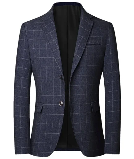 TFETTERS Brand 2025 Spring Mens Wedding Suits Blazer Check Autumn Single Breasted Suits Blazers Men Fashion Blazer for Mens