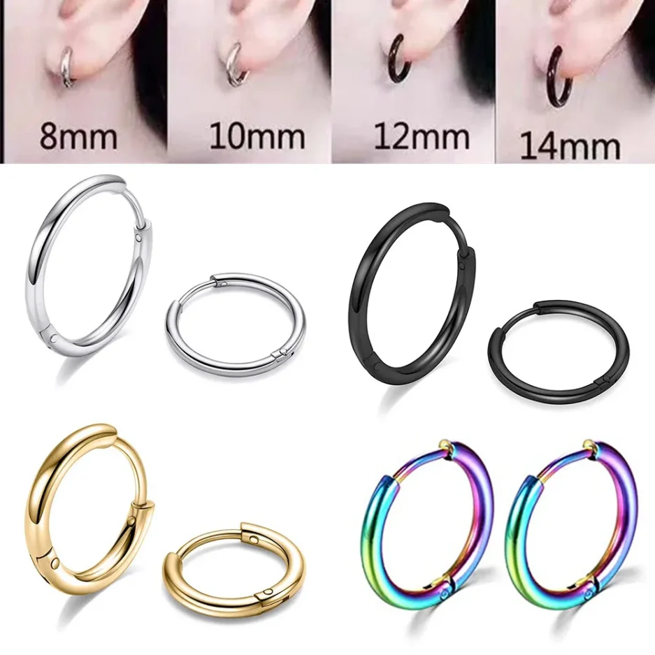 2022 New Simple Stainless Steel Small Hoop Earrings for Women Men Cartilage Ear Piercing Jewelry Pendientes Hombre Mujer - Image 2
