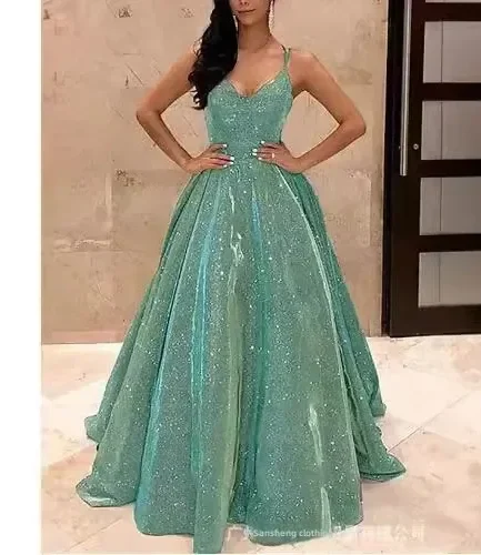 Sleeveless Backless High Waist Sequins Long Dress 2025 Summer Lace Up Elegant Evening Maxi Vestidos Floor Length Wedding Dress