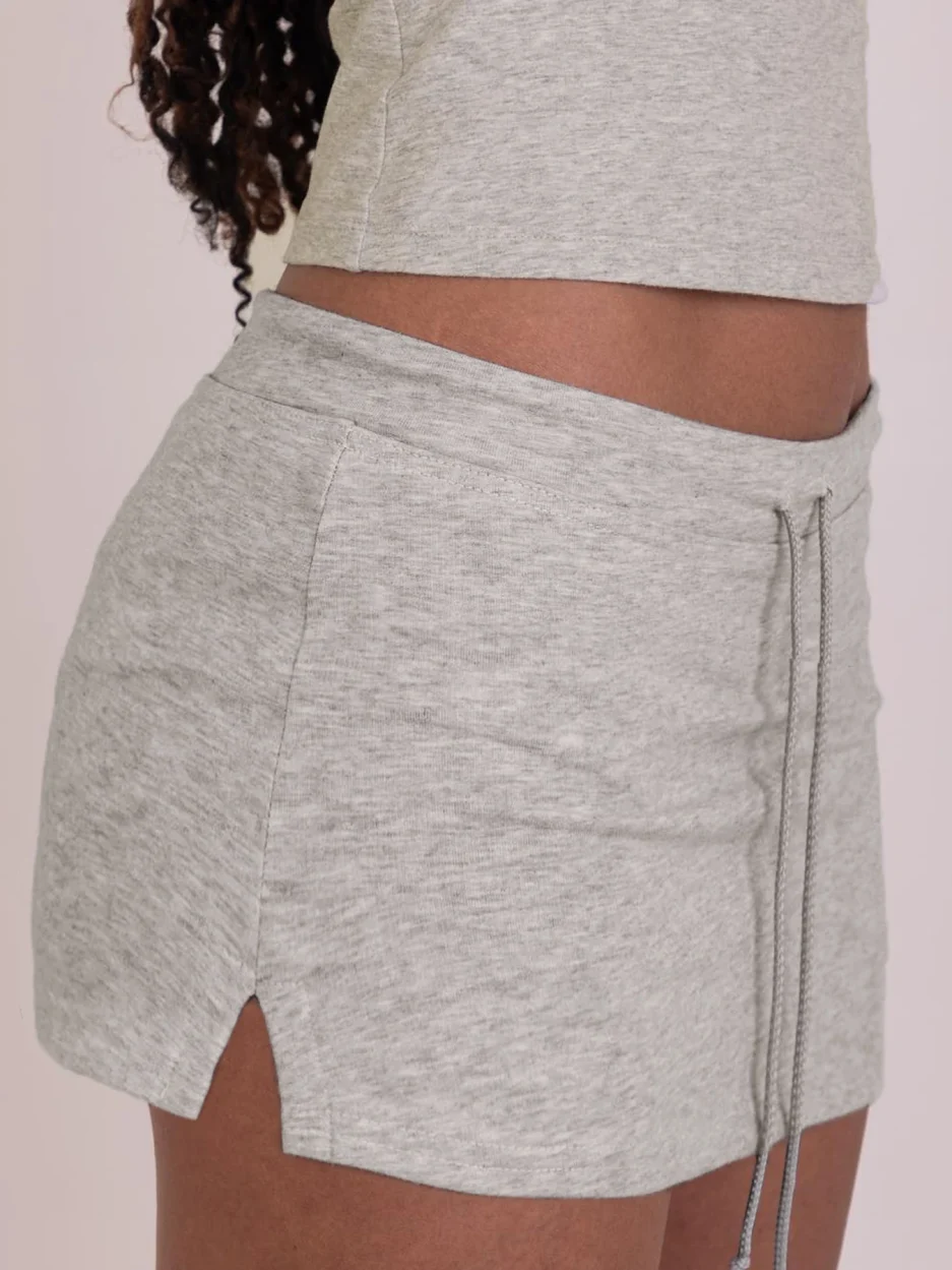 Cuteandpsycho Solid Lace-up Mini Skirts Sexy American Retro Basic Vintage Casual Short Bottoms Basic Casual A-Line Knit Clothing - Image 2