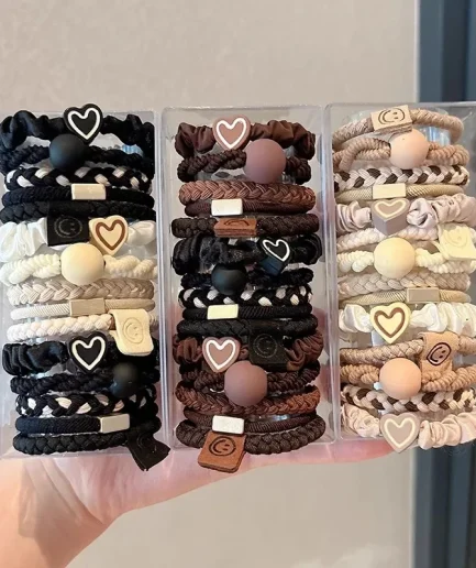 5pcs/Bag Women High Elastic Seamless Hair Rope Durable Bowknot Headbands No Crease Ponytail Holder Rubber Band Hair Accessories