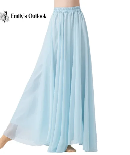 Modern Dance Culottes Loose Wide Leg Skirt Pant Chinese Folk National Dancer Practice Clothes Chiffon Flowy Hanfu Classica Stage