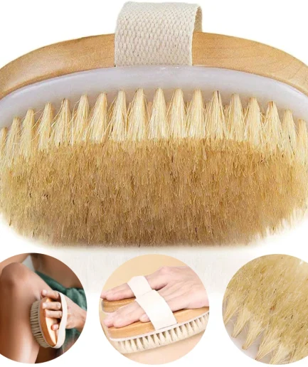 1pcs Exfoliating Wooden Body Massage Shower Brush Natural Bristle Bath Brush Soft SPA Woman Man Skin Care Wet Dry Body Brush