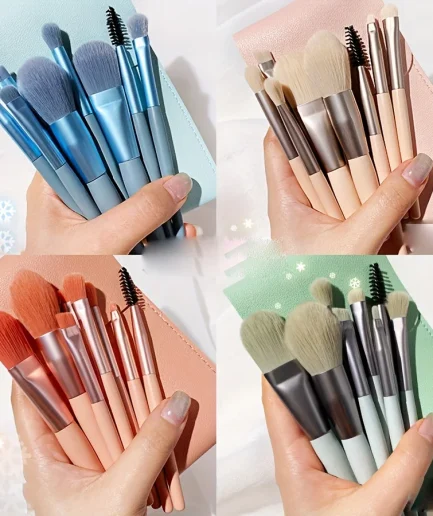8Pcs Soft Bristle Makeup Brush Set - Portable Beginner-Friendly Tools for Eyeshadow/Blush/Lip/Lash Comb-Handled Travel Gift Set