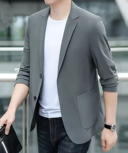 Men's Suit Jackets Oversize Summer Single Breasted Coat Plus Big Size Black Simple Male Blazer New in Spring Clothes Casual 2024