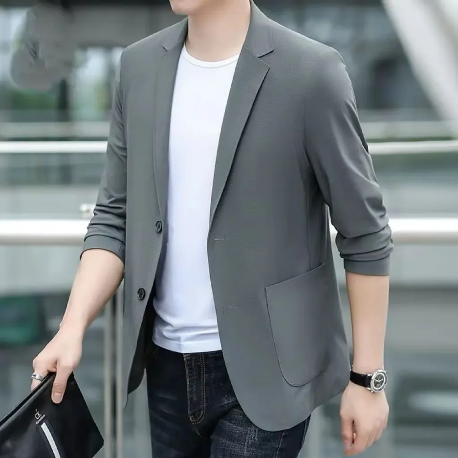 Men's Suit Jackets Oversize Summer Single Breasted Coat Plus Big Size Black Simple Male Blazer New in Spring Clothes Casual 2024
