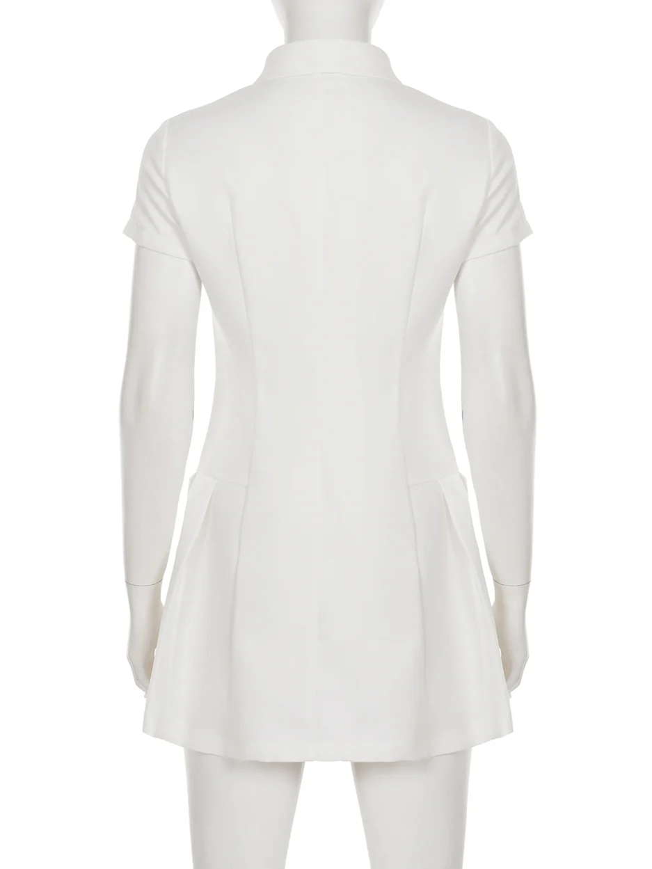 IAMSURE Elegant Fashion Basic Folds A-Line Dress Slim Turn-Down Collar Short Sleeve Mini Dresses For Women 2025 Summer Fashion - Image 4