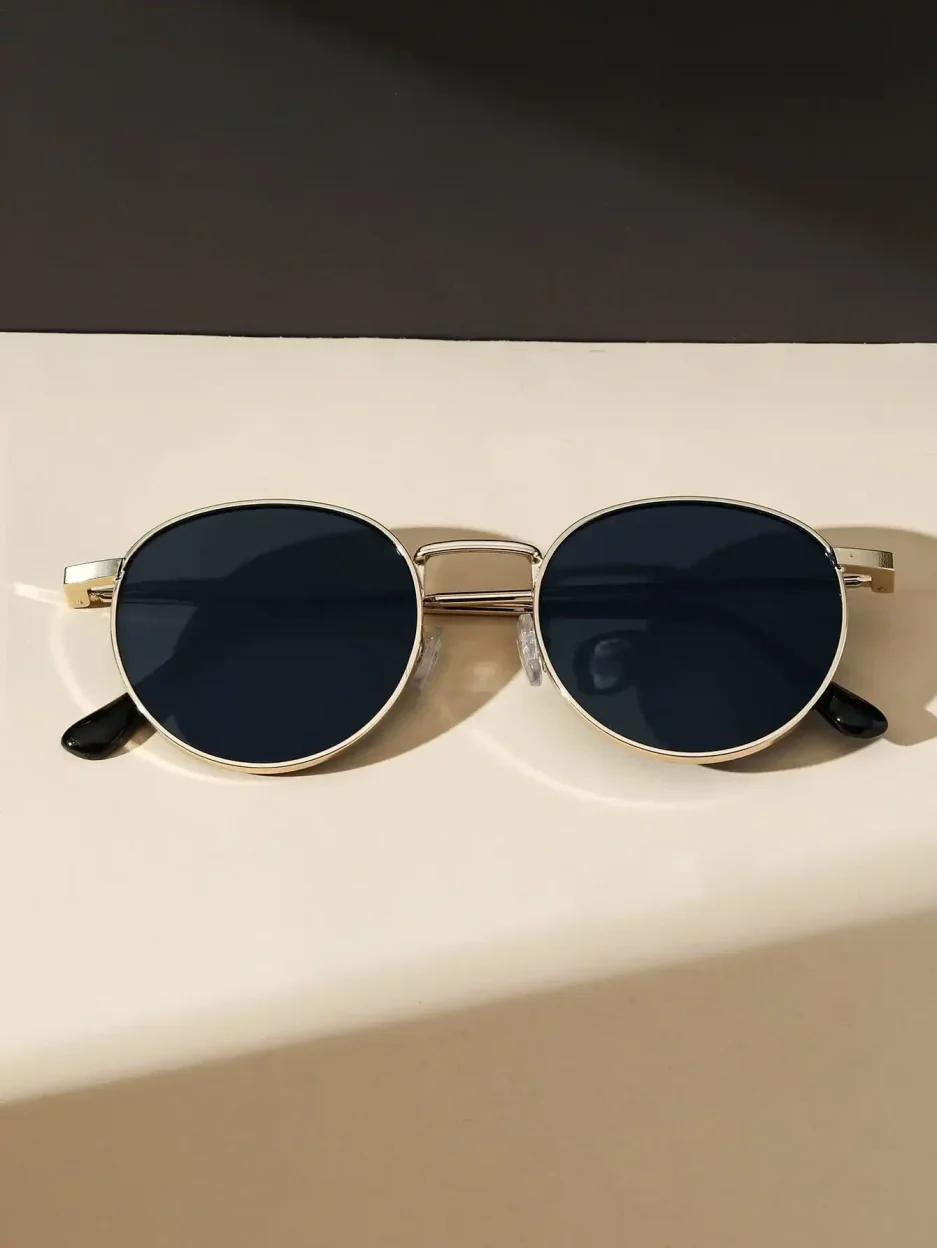 1PC Unisex Metal Round Frame Vintage Y2K Casual Sunglasses For Outdoor Daily Vacation Driving Clothing Accessories - Image 2