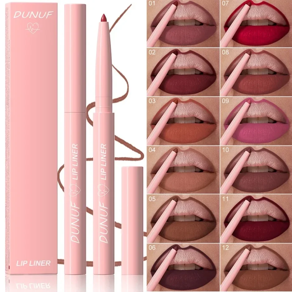 Tapered Nib Lip Liner Pencil Matte Red Brown Plumping Lip Stain Lasting Waterproof Fine Lipstick Slim Lip Outline Contour Makeup - Image 2