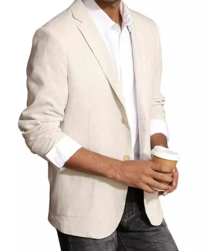 Men Suits Cardigan Outerwear Blazer Double Breasted Blazers Business Loose Fit Summer 2025 Pockets Spliced Print Buttons