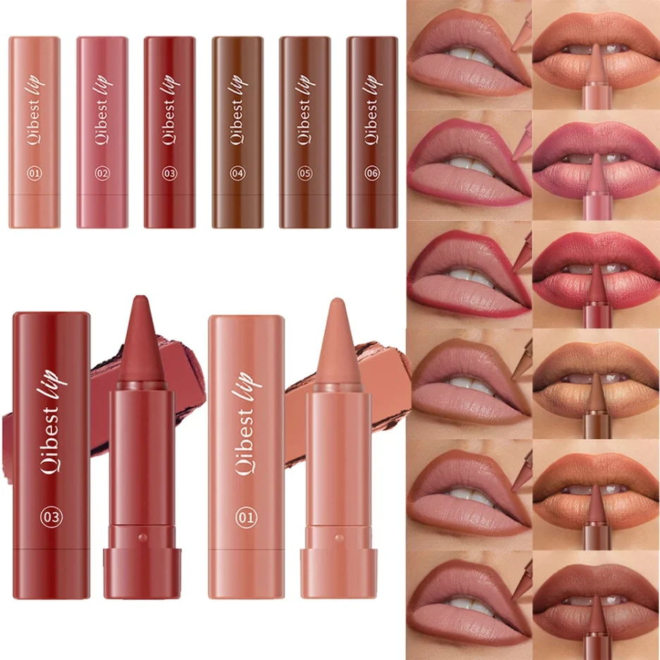 Twist Up Lip Liner Lipstick Pen Multipurpose Powder Blusher Velvet Matte Waterproof Lip Contour Non Stick Cup Lip Rouge Makeup - Image 3
