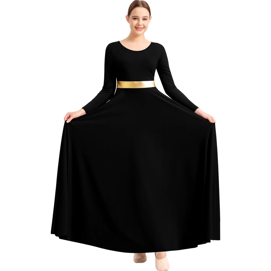 Metallic Praise Dance Dress for Women Long Swing Liturgical Worship Church Robe Dress Lyrical Dancewearl Church Robe - Image 2