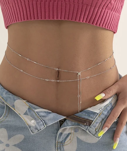Sexy Satellite Thin Beads Belly Chain Stainless Steel Coin Charm Belt Waist Chain Fashion Summer Beach Women Body Jewelry