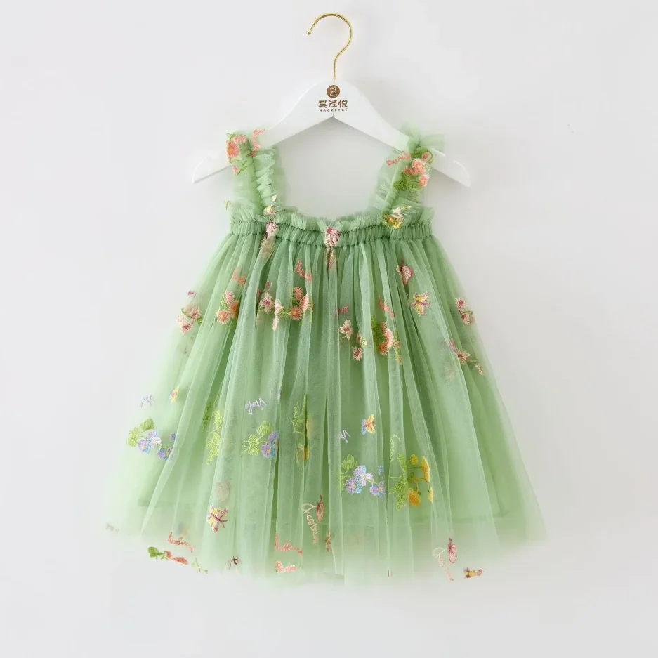2025 New Baby Girl Dress Fashion Suspenders Embroidery Small Floral Sweet Cute Princess Dresses 1St Birthday Girl Skirt Gift - Image 3