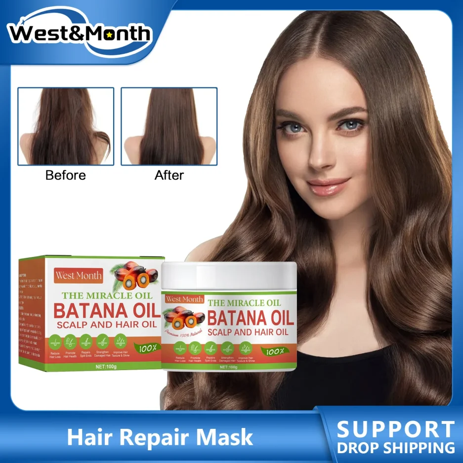 Batana Oil Hair Mask Repair Dry Damage Smooth Soften Frizzy Anti Hair Loss Nourishing Scalp Treatment Shiny Straighten Hair Care