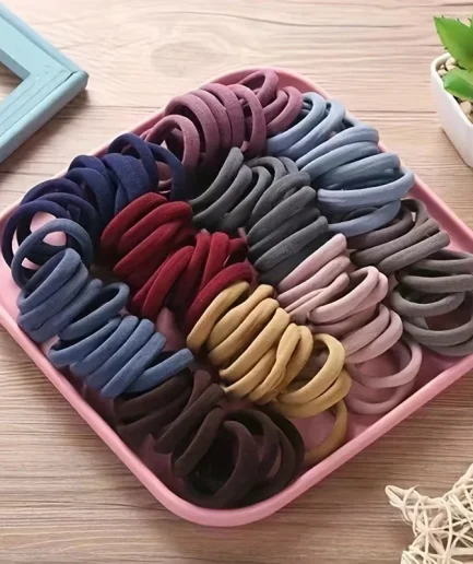 50PCS/Set New Women Girls Candy Colors Nylon Basic Scrunchie Hair Tie Ponytail Hold Hair Rubber Bands Fashion Hair Accessories