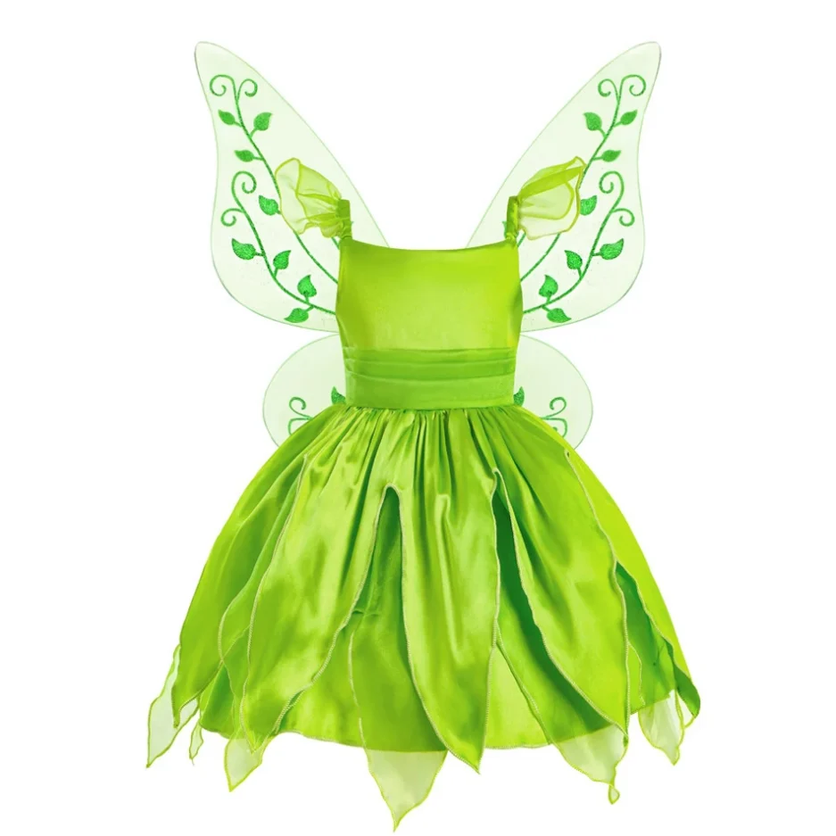 Girls Flower Fairy Dress Up Kids Princess Dress With Wings Halloween Princess Costume Elves Party Tinkerbell Tinker Bell Dress - Image 2