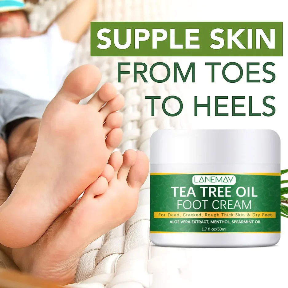 Foot moisturizer with aloe vera and tea tree oil to deeply nourish the skin, for dry and rough skin, daily hand and foot care - Image 4