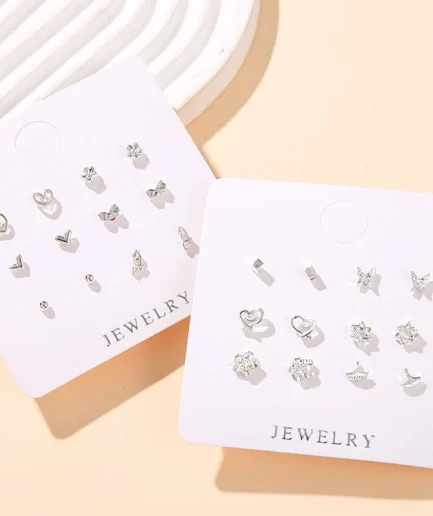 6-pack Korean Version Versatile Earring Set, Compact Love Bow Earrings, Simple Star Earrings