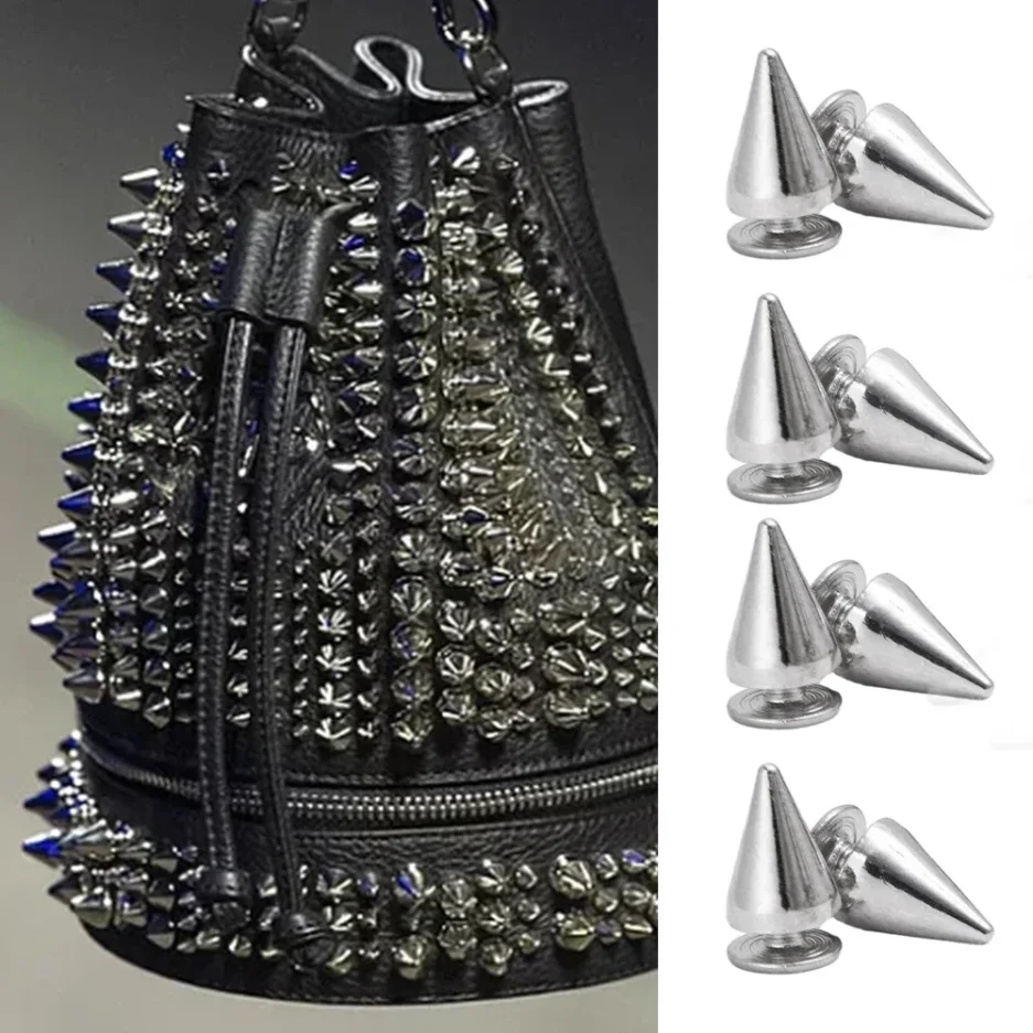 100pcs/set Silver Cone Studs And Spikes DIY Craft Cool Punk Garment Rivets For Clothes Bag Shoes Leather DIY Handcraft - Image 6