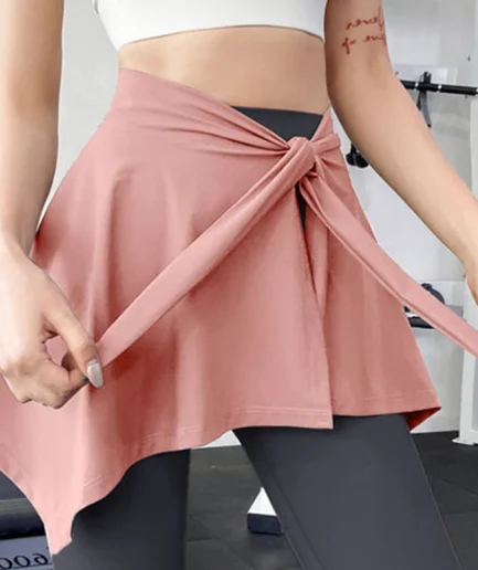 Mesh Yoga Piece Skirt Anti-slip Women Gym Yoga Fitness Extended Lace-up Design Outdoor Training Mesh Skirt Cover Buttock