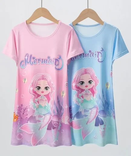 1/2 Piece Summer Children's Dress Girl Sweet And Lovely Casual Fashion Dress Comfortable And Versatile Knee-length Home Dress