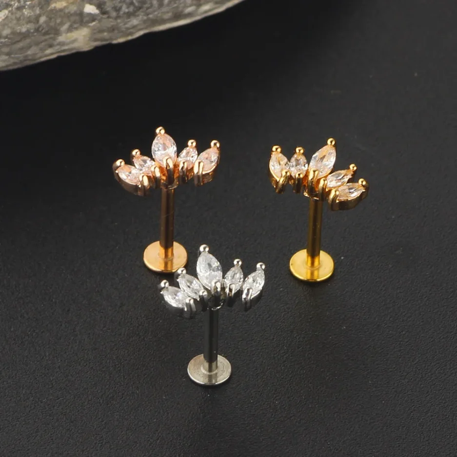 1PCS Butterfly Labret Piercing Lip Stud Cluster Crystal Tragus Earring Flat Cartilage Stud Earrings Zircon Lip Piercing Jewelry - Image 5