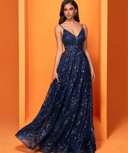 Luxury Deep V Neck Evening Dresses Women 2025 Mermaid Backless Formal Blue Gown Elegant Caicktail Wedding Party Graduation Prom